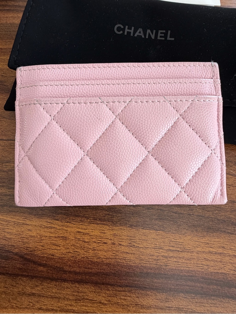 Authentic Chanel Pink Quilted Card Holder with Gold CC Logo - Picture 3 of 9